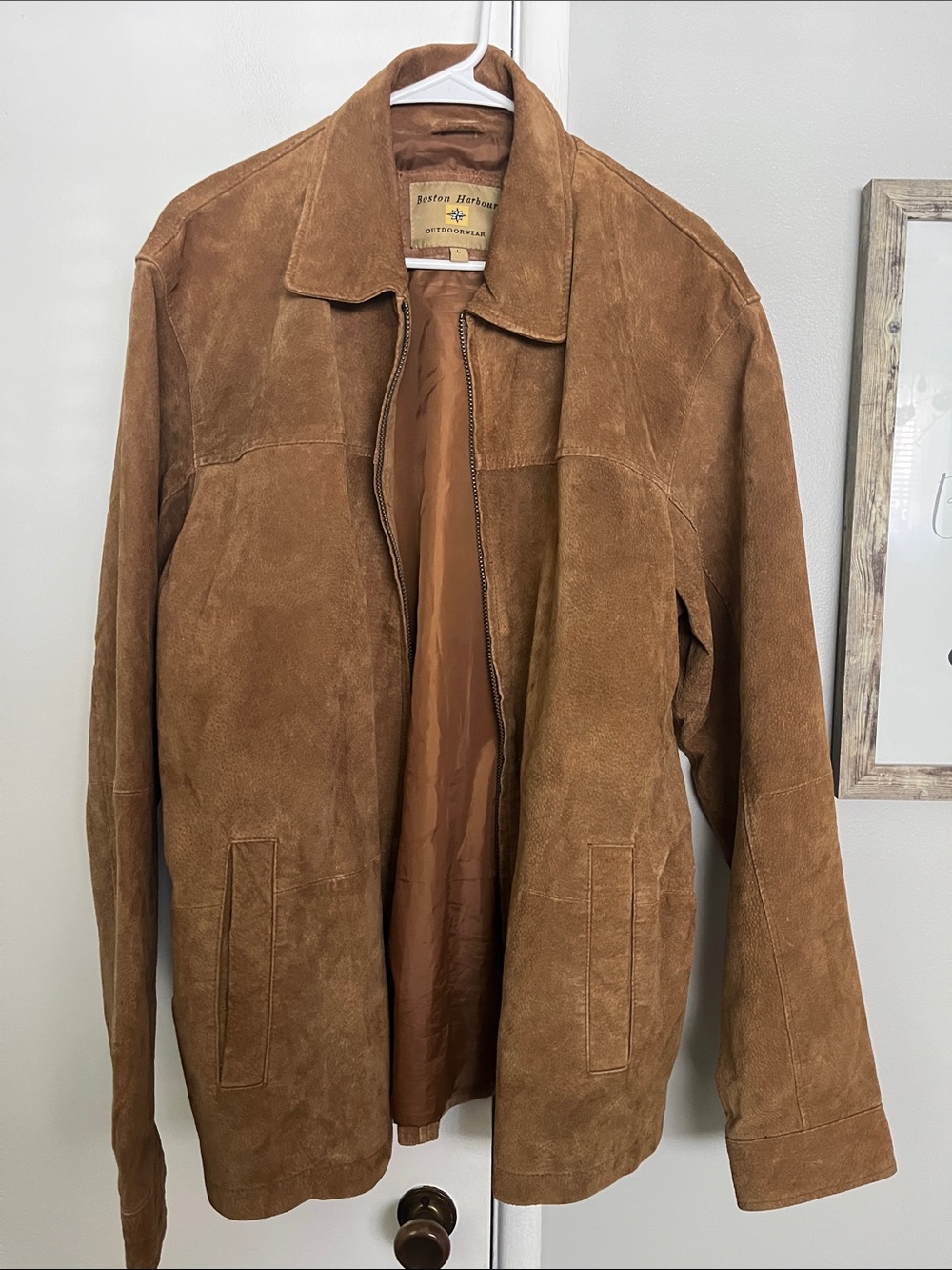 Boston Harbour Outwear Men's Suede Brown Zip Jacket NEW NEVER WORN